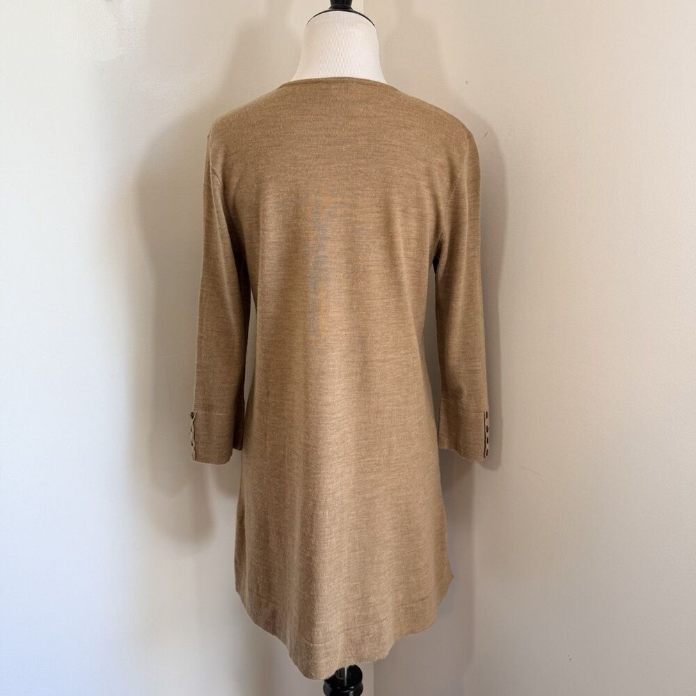 J Jill 100% Merino Wool Knit Tunic Sweater Washable Beige Oat Luxury Women S - Picture 5 of 15